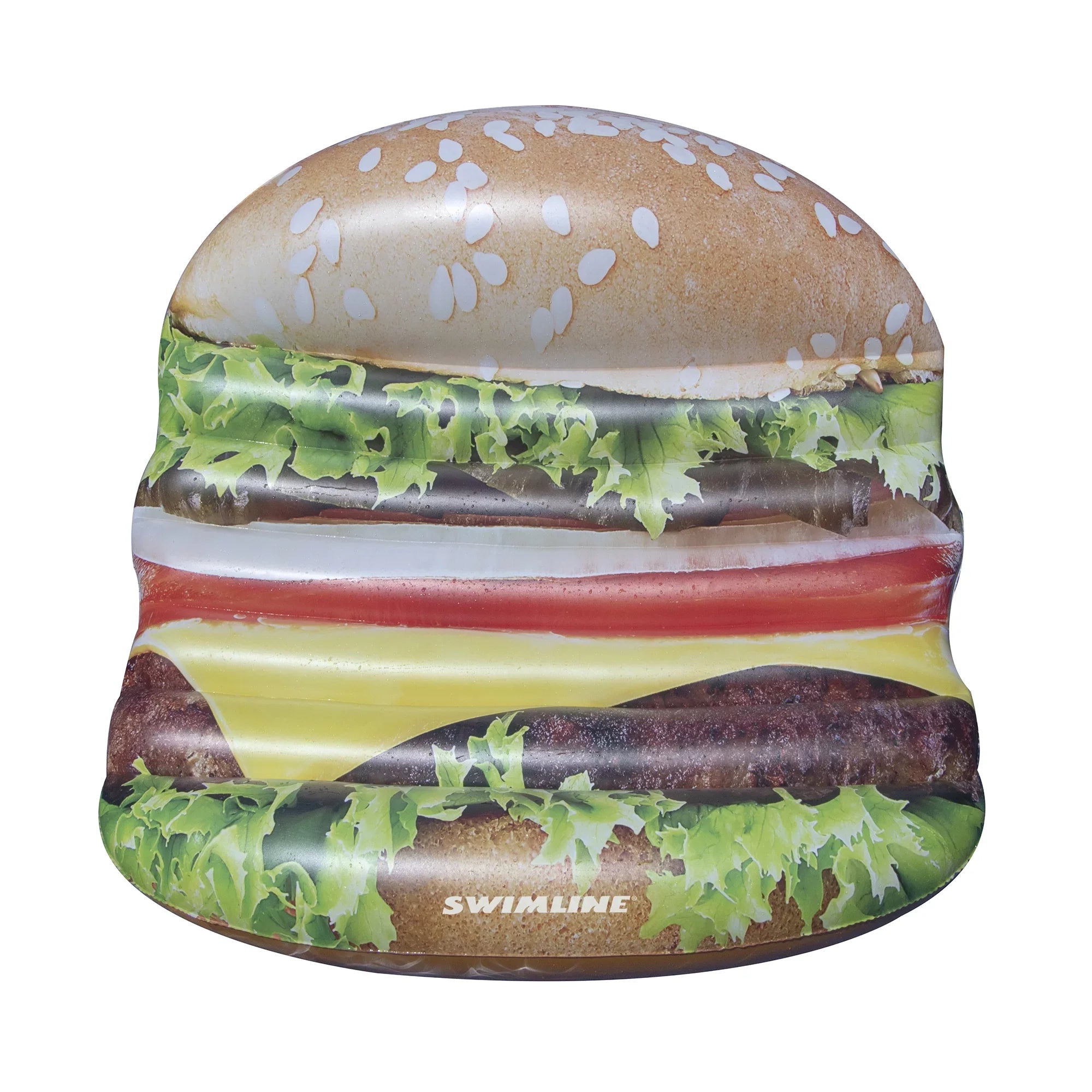 Inflatable Brown Cheeseburger Deluxe Island Sizewimming Pool Float 60-Inch