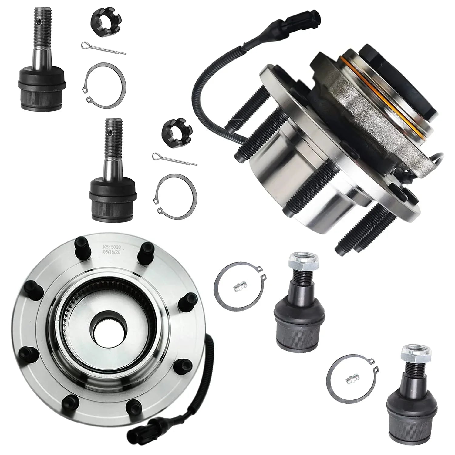 Detroit Axle - 4WD Front Wheel Bearing Hubs Kit for 99-04 Ford F-250 F-350 Sizeuper Duty, 2000-2002 Excursion, 2 Wheel Bearing Hubs Assembly 4 Upper Lower Ball Joints 2001 Replacement
