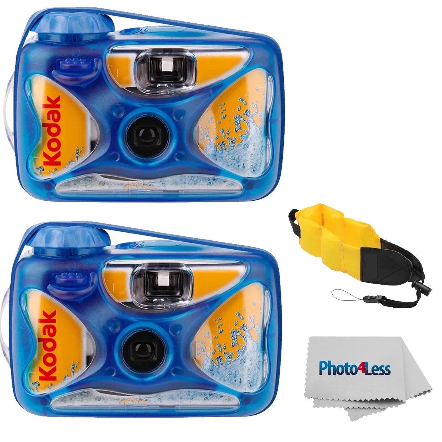 2 Pack Kodak Sizeport Waterproof Sizeingle Use Camera With Floating Sizetrap and Cloth