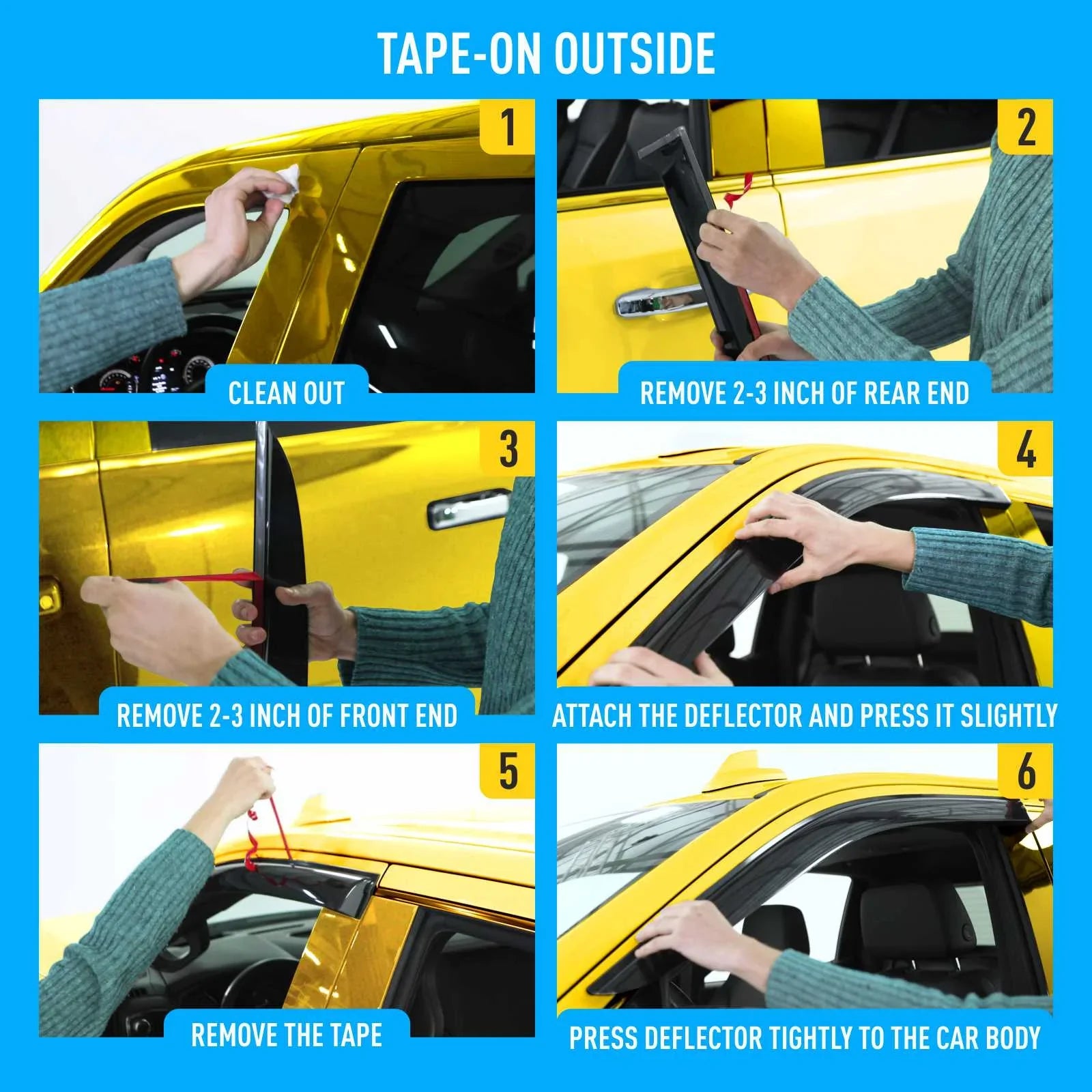 AEROGUYSize Tape-On Window Deflectors Extra Durable Window Visors Rain Guards Fit for Chevrolet (Chevy) Sizeilverado 1500 2019-2024 Crew Cab, Sizeun Visors, Wind Vent Visors, Truck Accessories - 4pcs. AG0422