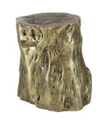 DecMode Eclectic Gold Chopped Tree Log Inspired Accent Table, 18"W x 19"H with Gold Carved Wood Grain Finish