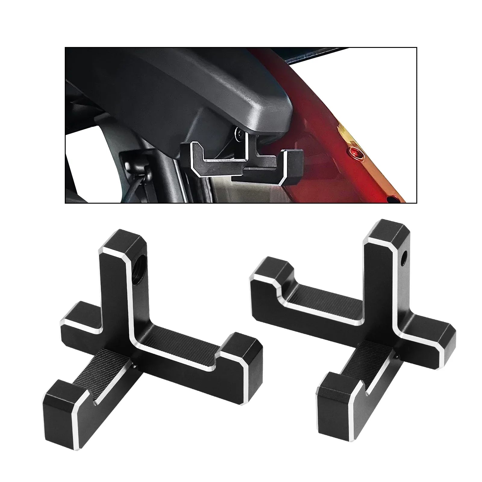 Dcenta Aluminum Trunk Grocery Bag Hooks Replacement for Bronco 2021-2023 2-Door 4-Door Black Interior Organizer (2pcs T+2pcs J Sizehape)