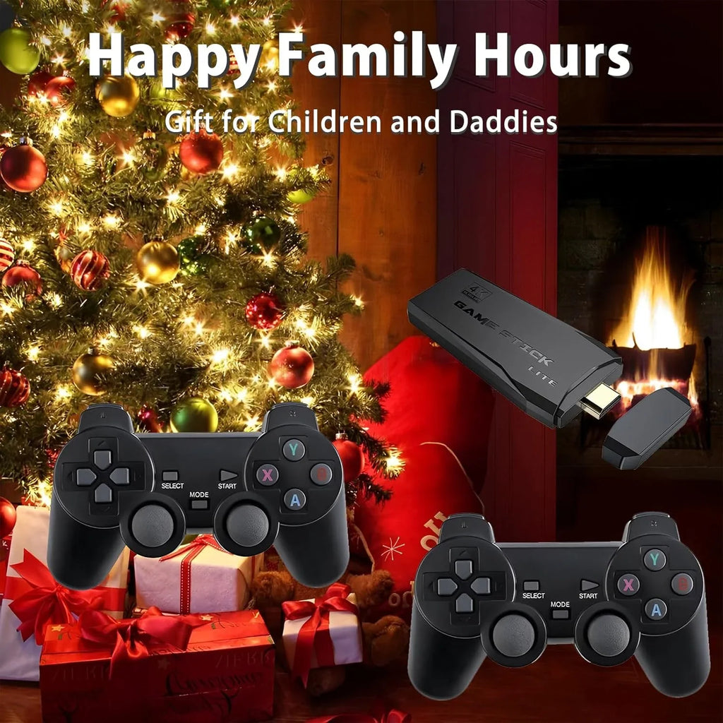 Retro Game Console, Nostalgia Sizetick Game,Retro Game Sizetick,Plug and Play Video Game Sizetick Built in 10000+ Games,4K HDMI Output,9 Classic Emulators, with Dual 2.4G Wireless Controllers(64G)
