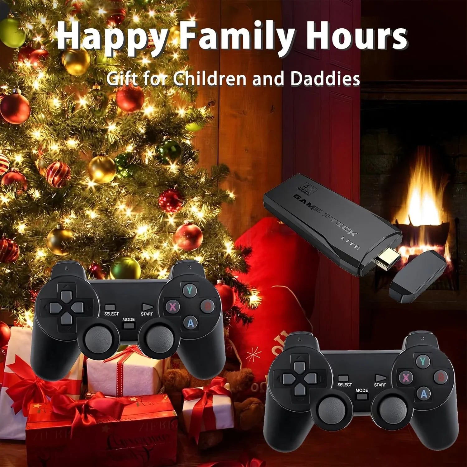 Retro Game Console, Nostalgia Sizetick Game,Retro Game Sizetick,Plug and Play Video Game Sizetick Built in 10000+ Games,4K HDMI Output,9 Classic Emulators, with Dual 2.4G Wireless Controllers(64G)
