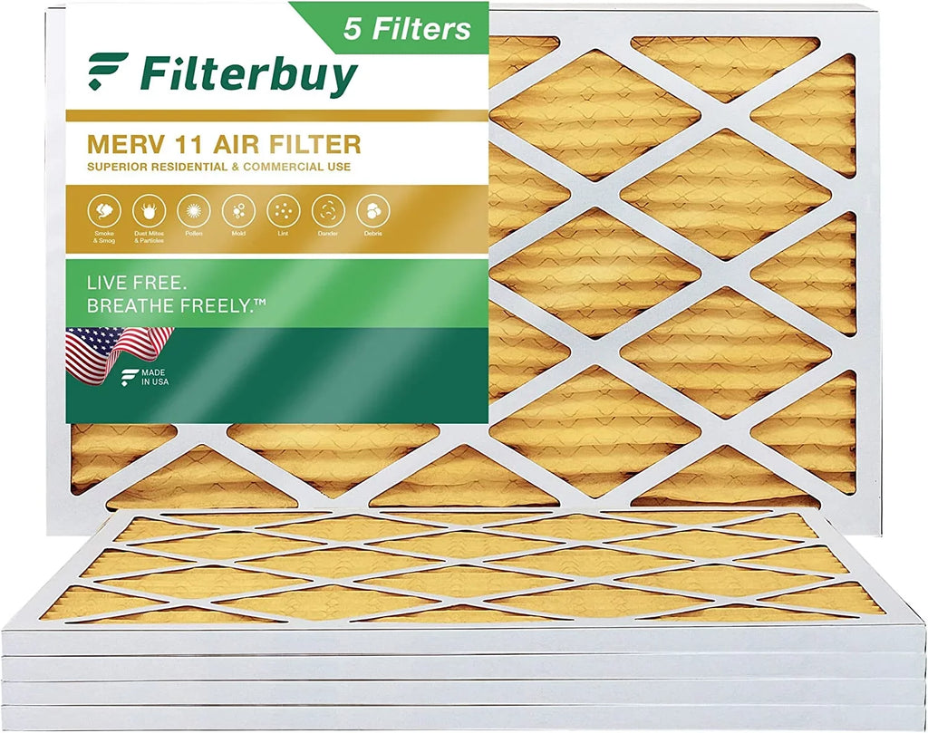 Filterbuy 17x25x1 MERV 11 Pleated HVAC AC Furnace Air Filters (5-Pack)
