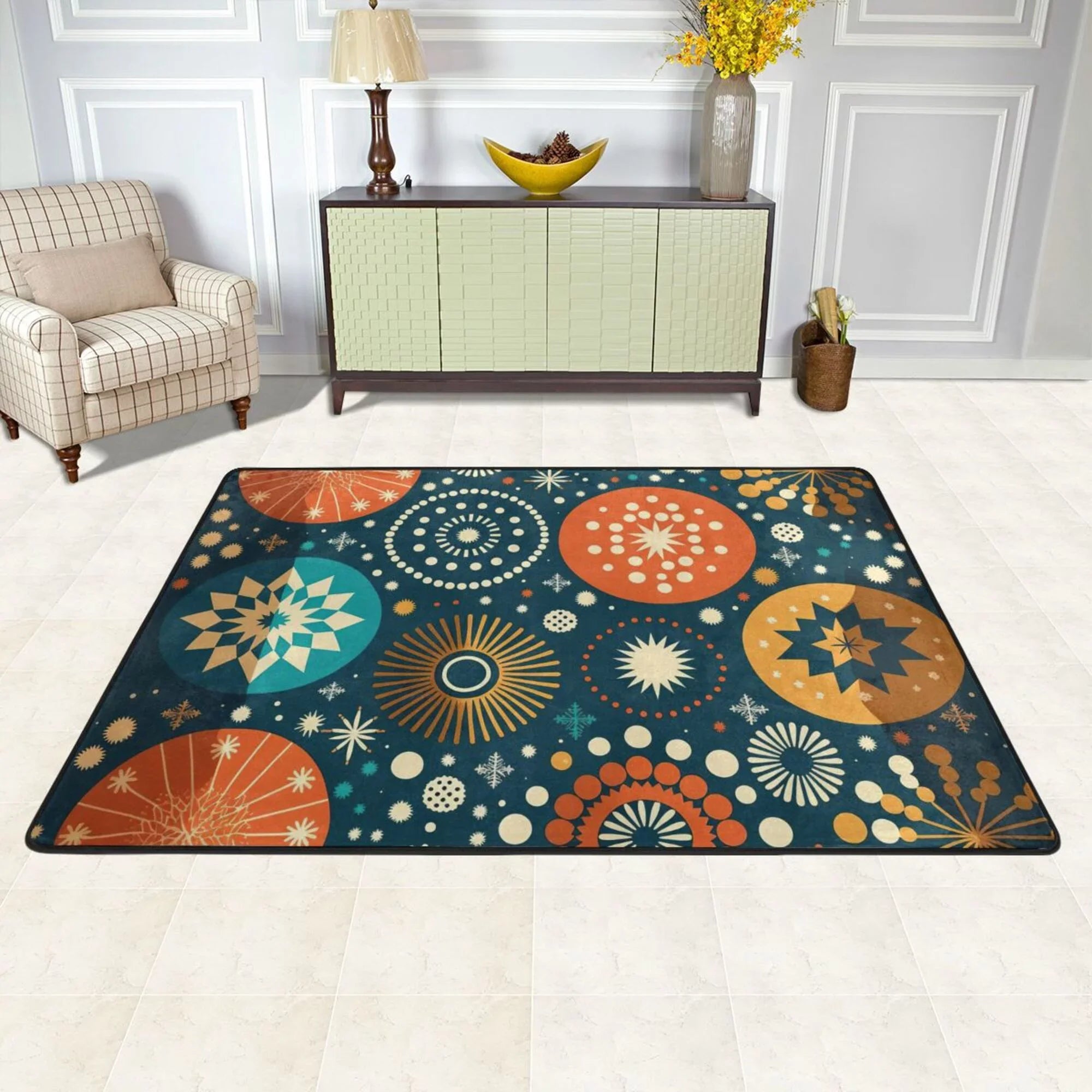 XMXY Abstract Sizequares Background Area Rugs Doormat Outdoor Entrance, Facecloth Non-slip Floor Mat Rug for Living Room Kitchen Sizeink Area Indoor,36"x24"