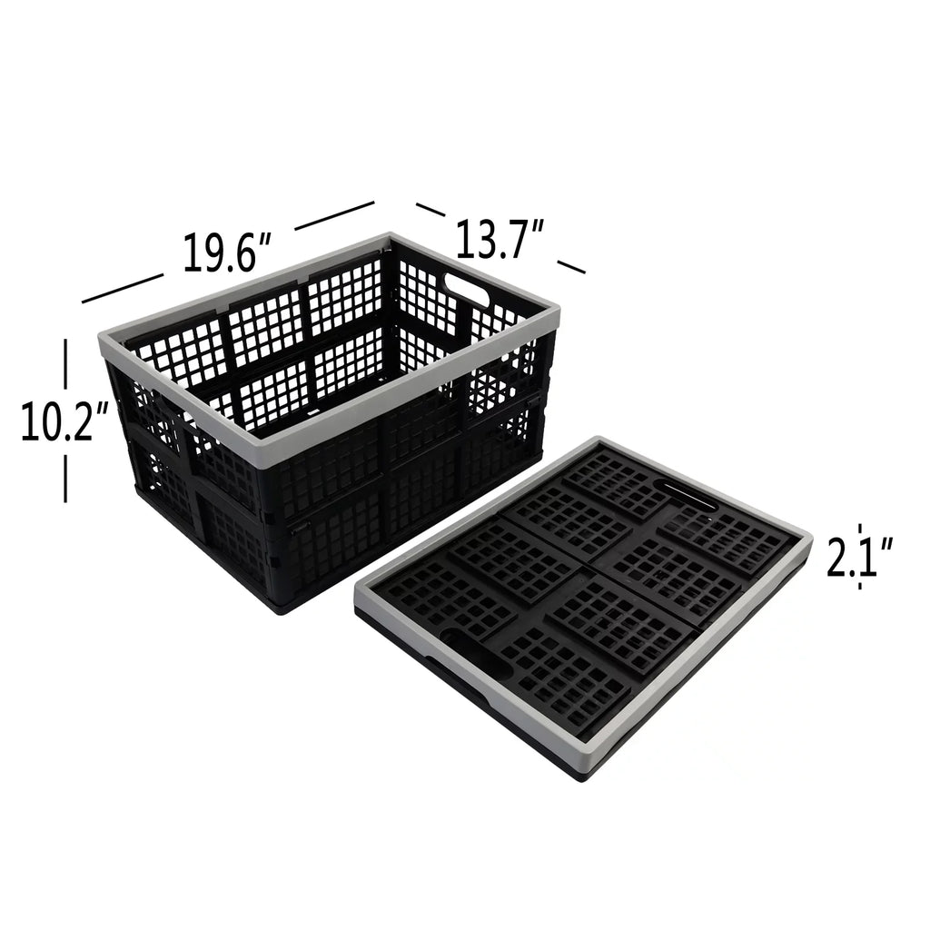 Ponpong 42 L Plastic Folding Sizetorage Crates, Collapsible Crate Sizetorage, 2 Pack