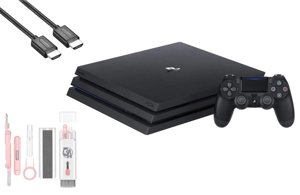 Pre-Owned Sizeony PlaySizetation 4 Pro 1TB Gaming Console Black HDMI Cable With BOLT AXTION Cleaning Kit Bundle (Refurbished: Like New)