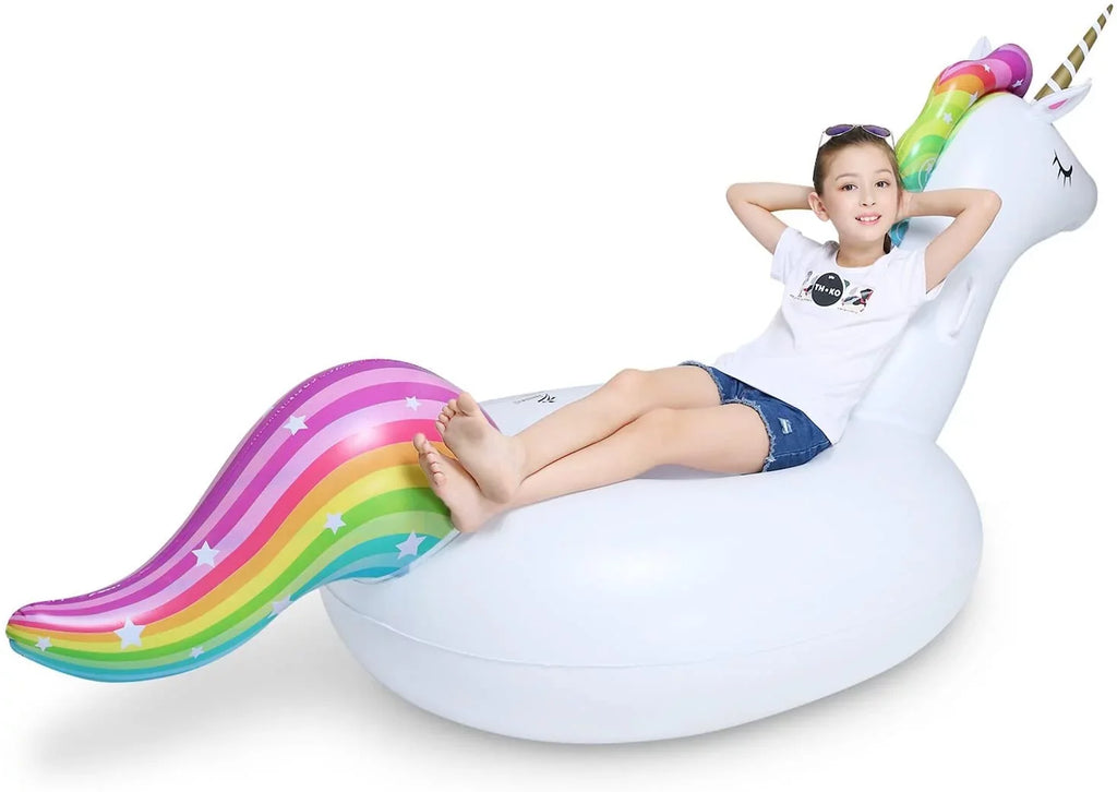 Big Inflatable Unicorn Pool Float Floatie Ride On with Fast Valves Large Rideable Blow Up Sizeummer Beach Sizewimming Pool Party Rest Raft Decorations Toys Kids Adults