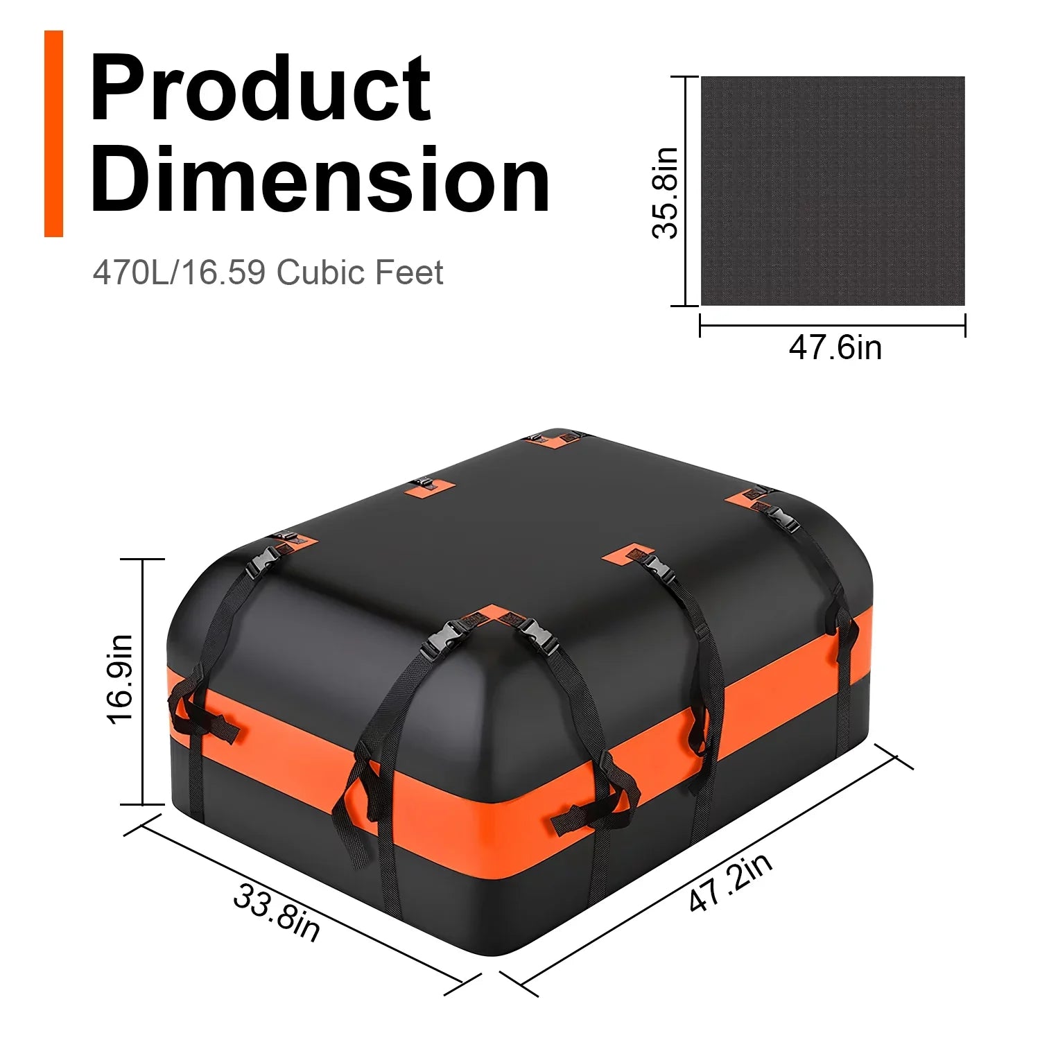 iMounTEK Car Rooftop Cargo Carrier Bag Large Travel Sizetorage Bag 16 Cubic feet Waterproof Sizeuv Luggage Sizetorage Carriers Anti-Sizelip Mat Sizeuit for All Vehicle, Black