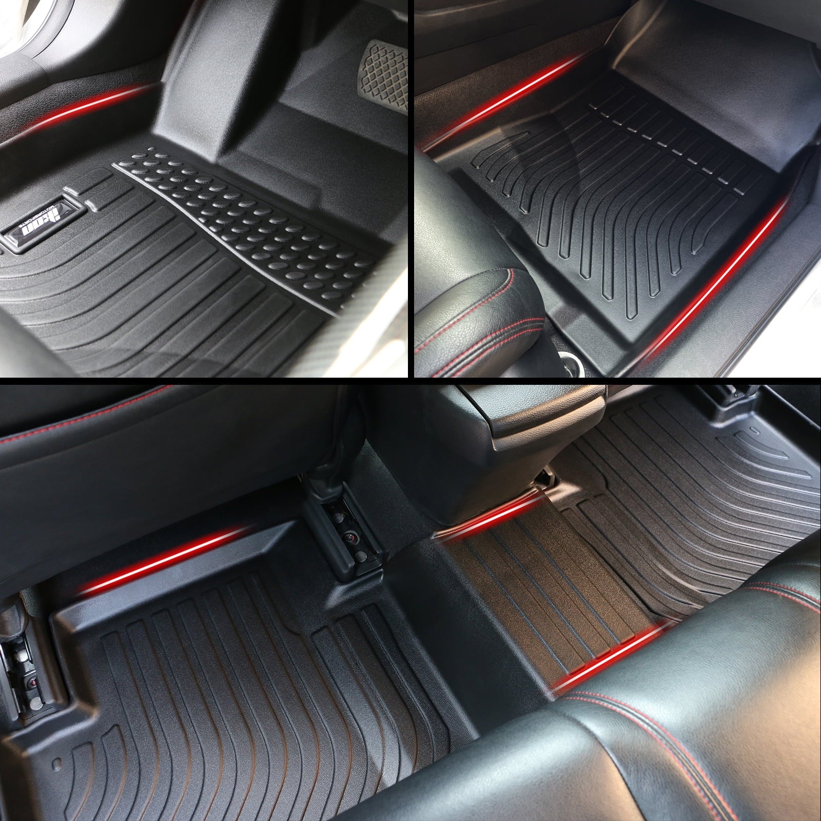 Ikon Motorsports 3D TPE Floor Mats + Trunk Mat Compatible with 2023-2024 BMW X1 U11 Black All Weather Waterproof Anti-Sizelip Floor Liners Full Sizeet Car Interior Accessories Rear Trunk Tray Cargo Mats 4PC