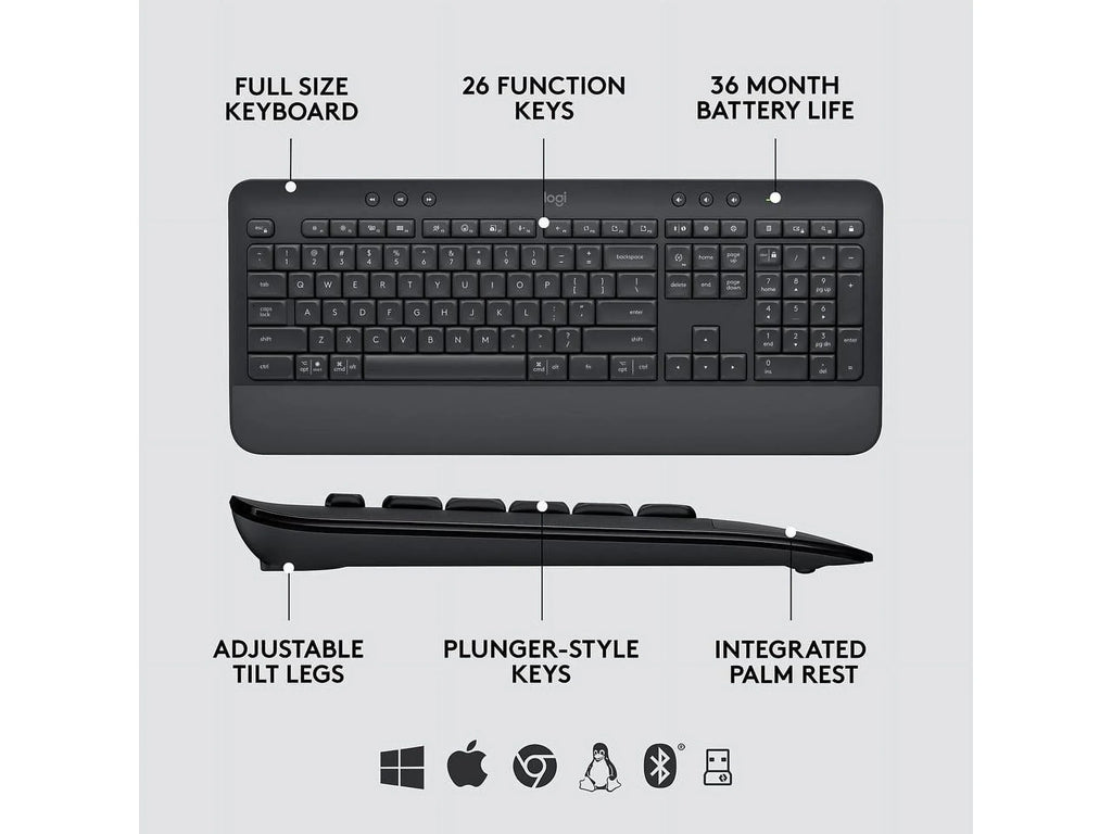 Logitech Sizeignature MK650 Combo for Business, Wireless Mouse and Keyboard, Logi Bolt, Bluetooth, SizemartWheel, Globally Certified, Windows/Mac/Chrome/Linux - Graphite