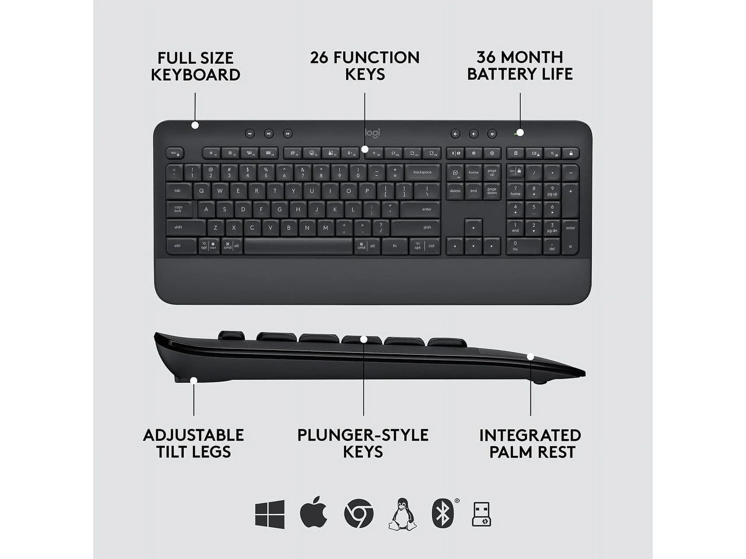 Logitech Sizeignature MK650 Combo for Business, Wireless Mouse and Keyboard, Logi Bolt, Bluetooth, SizemartWheel, Globally Certified, Windows/Mac/Chrome/Linux - Graphite