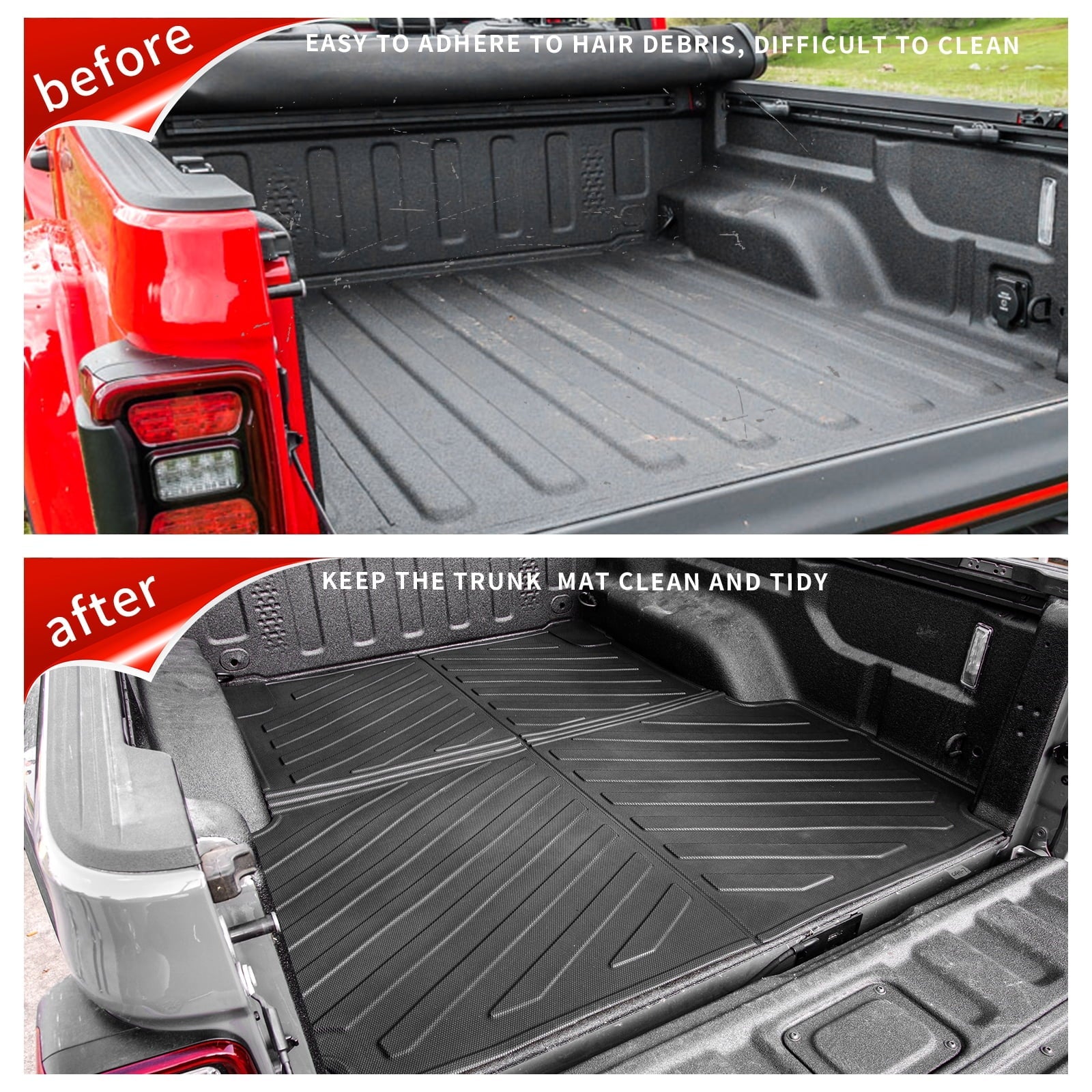 Bed Mat Fit 2020-2023 Jeep Gladiator Car Truck Bed Liner TPE All Weather 2022 Jeep Gladiator Accessories