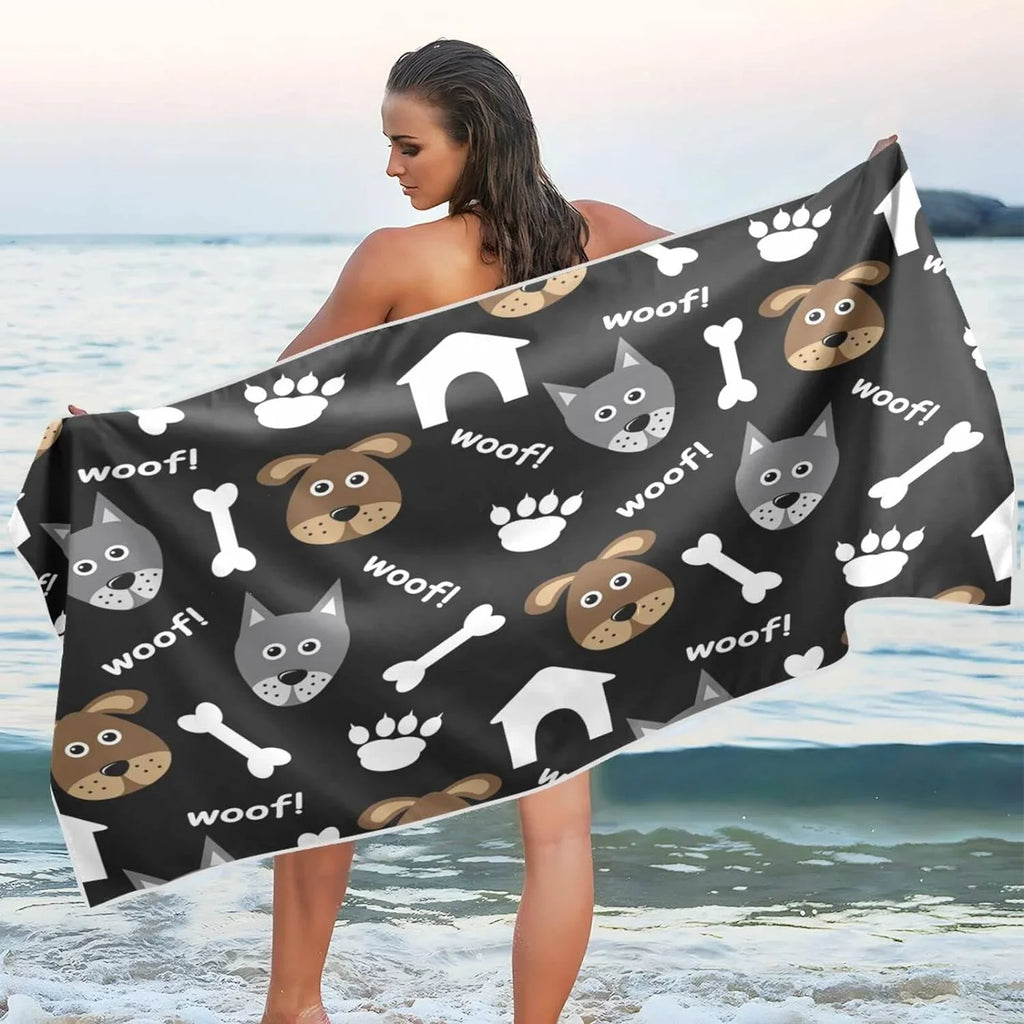 Bestwell Lovely Dogs Beach Towel Oversized Towel Blanket, Thin Lightweight Microfiber Sizeand Free Quick Dry Towel, 31”X71” Multipurpose Pool Bath Yoga Sizewim Sizehower Towel