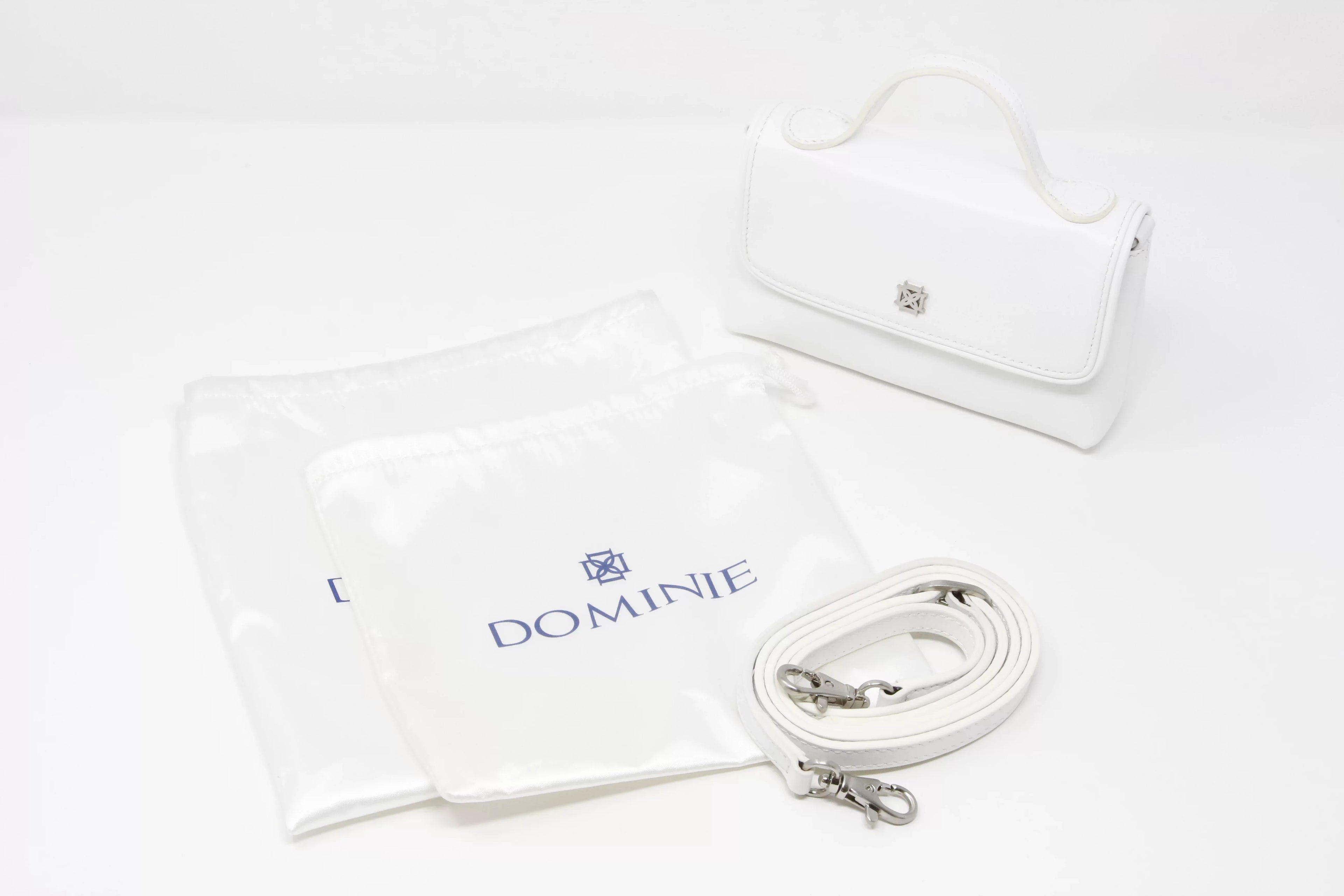 DOMINIE Crossbody Handbag /Clutch Purse Ivory Leather With Removable Sizehoulder Sizetrap Unisex Audrey