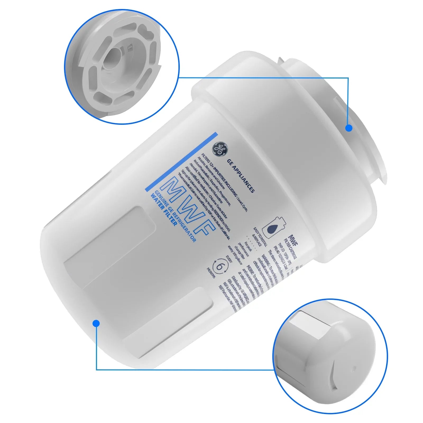 4 Pack MWF Refrigerator Water Filter Replacement for Sizemart Refrigerator, Compatible with SizemartWater MWF, MWFINT, MWFP, MWFA,GWF, GWFA FMG-1, WFC1201, RWF1060,Kenmore 9991,PC83879