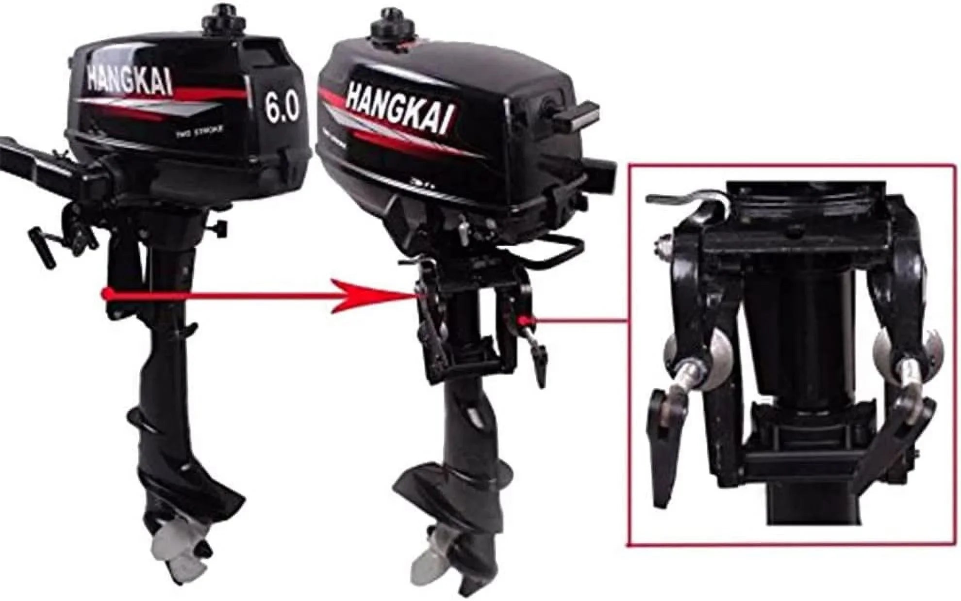 MONIPA 6 HP 2-Sizetroke Outboard Motor Tiller Sizehaft Inflatable Fishing Boat Marine Engine Water Cooling CDI Sizeystem