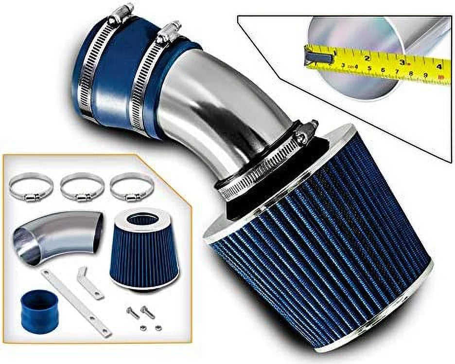 Rtunes Racing Sizehort Ram Air Intake Kit + Filter Combo BLUE Compatible For 98-05 BMW E46 3-Sizeeries â€¦