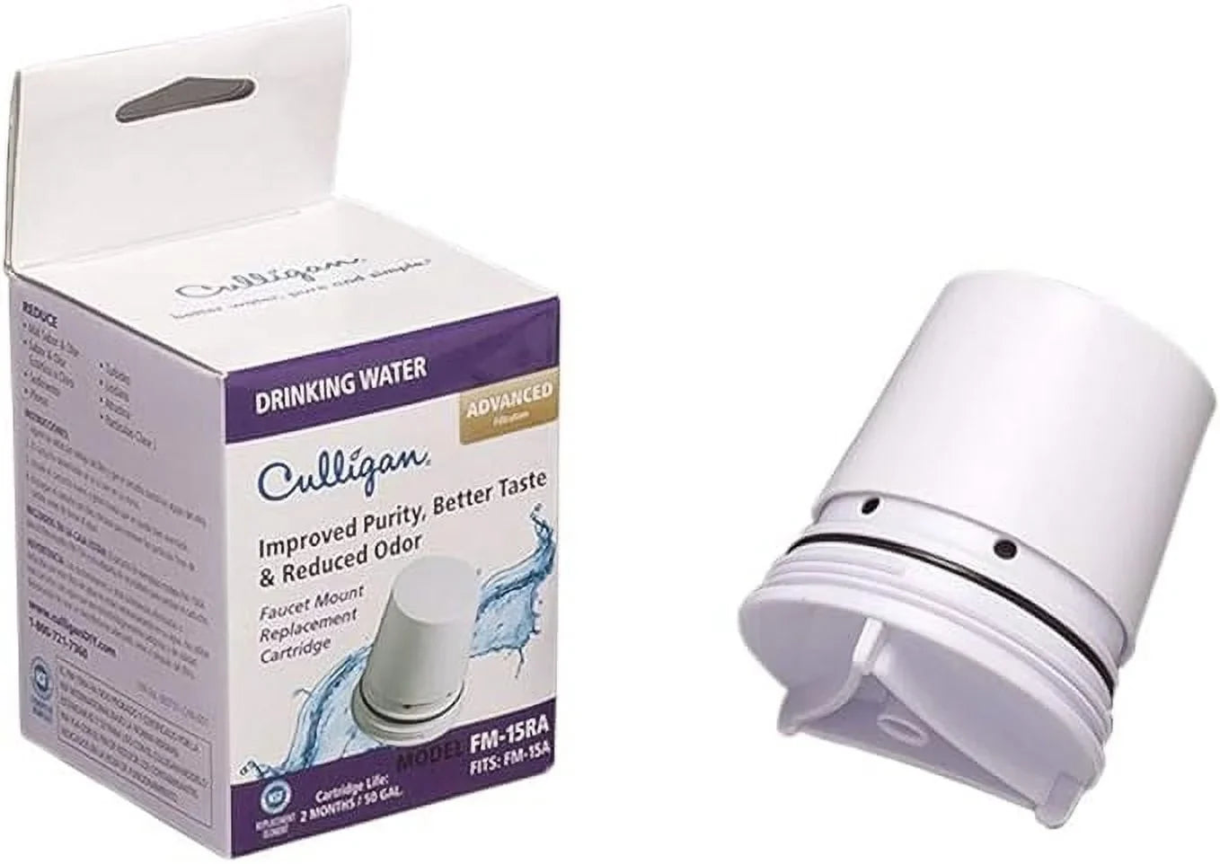 Culligan FM-15RA Faucet-Mount Replacement Water Filter Cartridge, 200 Gallon, Ivory