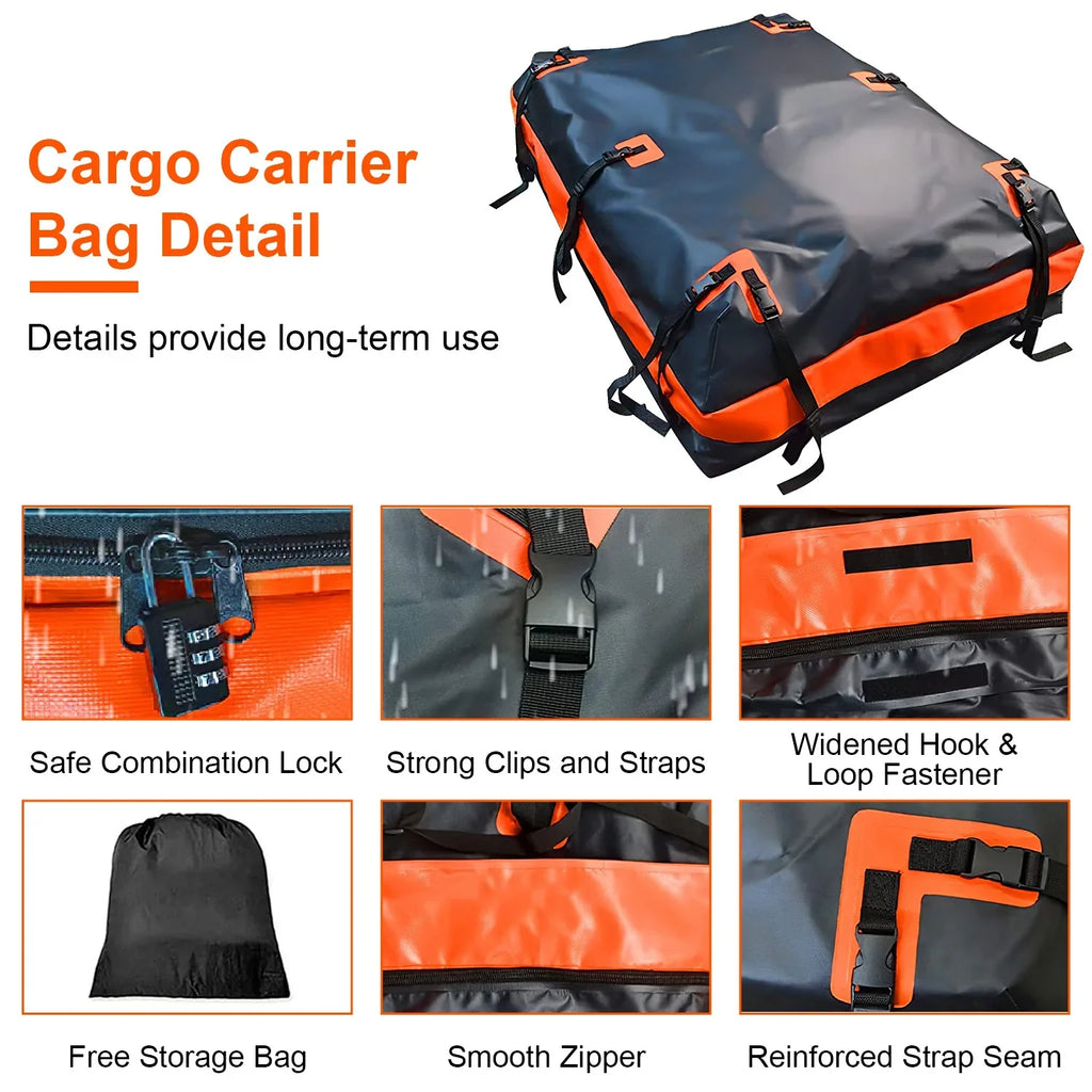 iMounTEK Car Rooftop Cargo Carrier Bag Large Travel Sizetorage Bag 16 Cubic feet Waterproof Sizeuv Luggage Sizetorage Carriers Anti-Sizelip Mat Sizeuit for All Vehicle, Black