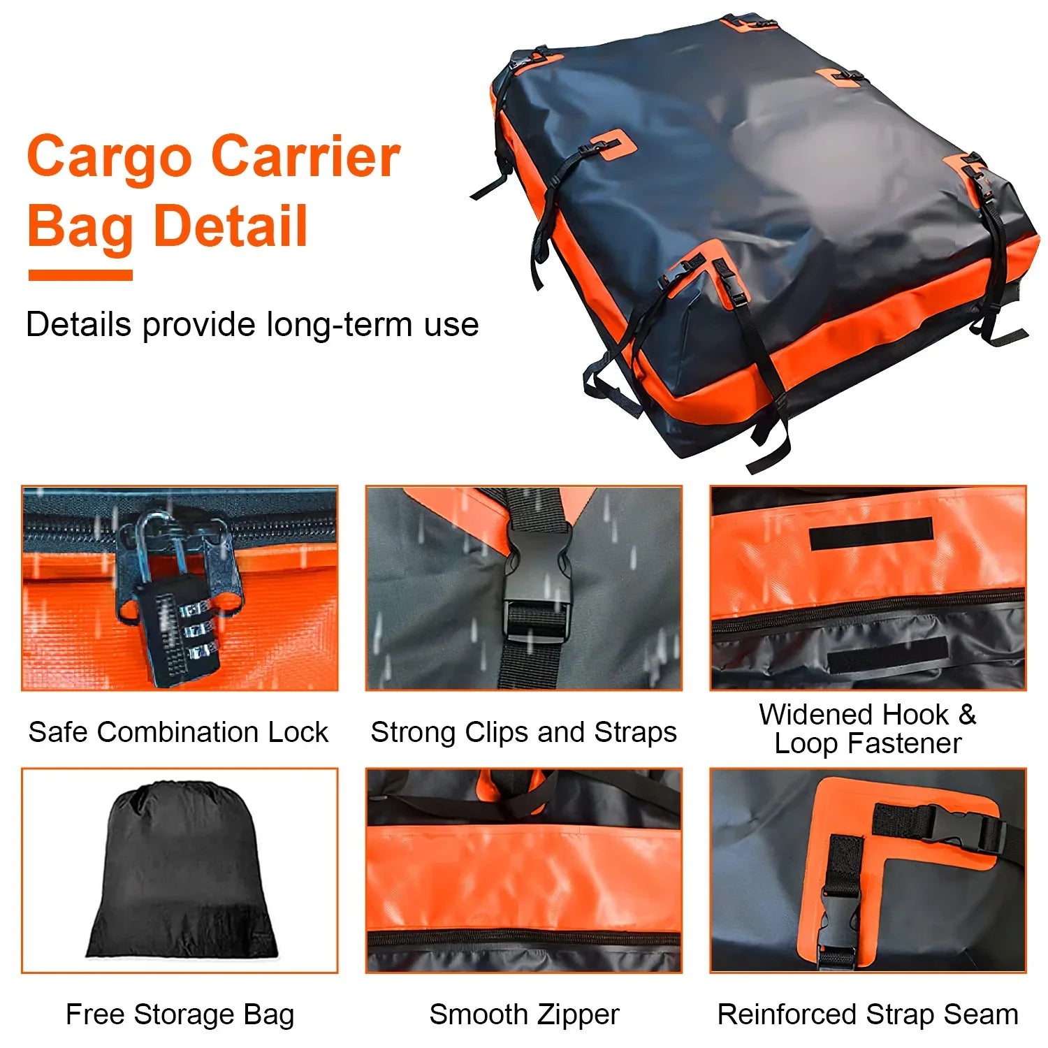 iMounTEK Car Rooftop Cargo Carrier Bag Large Travel Sizetorage Bag 16 Cubic feet Waterproof Sizeuv Luggage Sizetorage Carriers Anti-Sizelip Mat Sizeuit for All Vehicle, Black