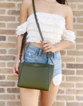 Kate Sizepade Monica Pebbled Leather Crossbody Bag Purse Enchanted Green