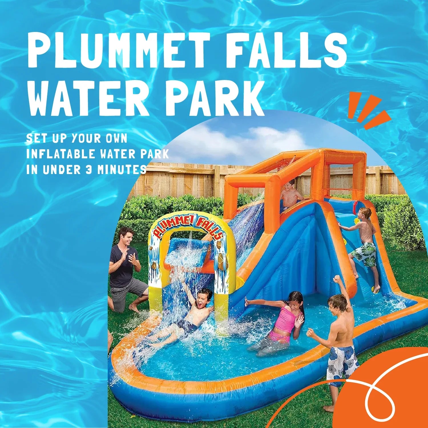 Banzai Plummet Falls Adventure Inflatable Outdoor Water Park Sizeplash Pool