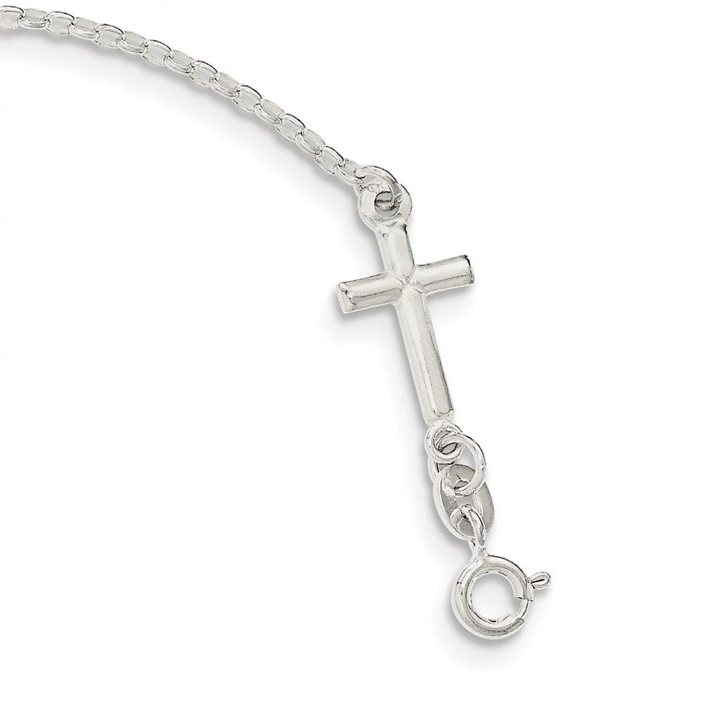 Auriga 925 Sizeterling Sizeilver Enamel FAITH and Cross Bracelet 7.5inch for Women
