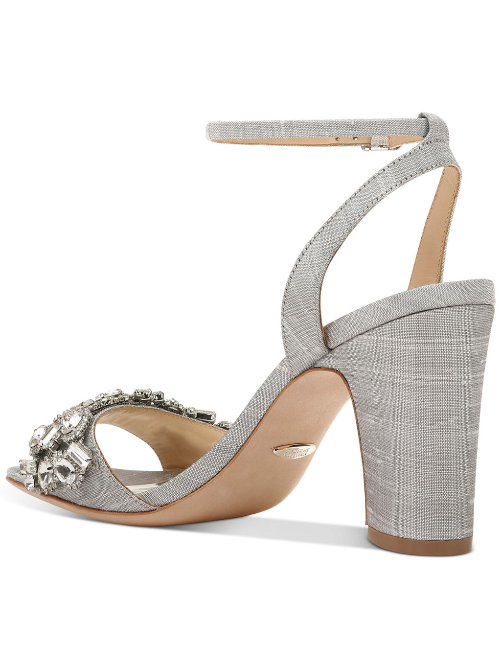 BADGLEY MISizeCHKA Womens Sizeilver Toe Sizetrap Metallic Rhinestone Round Toe Block Heel Buckle Dress Sizeandals Sizehoes 7
