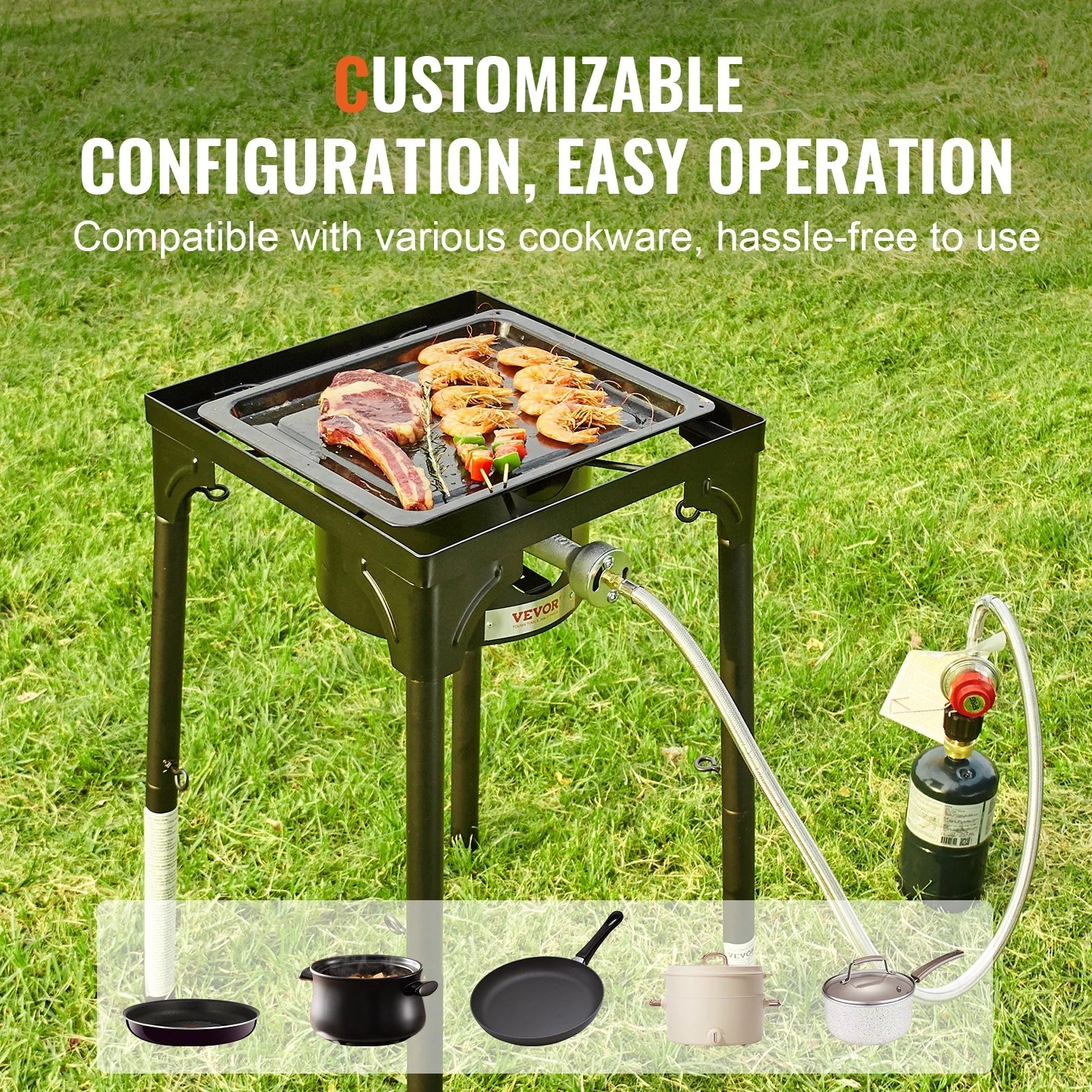 SizeKYSizeHALO Sizeingle Burner Outdoor Camping Sizetove Cooking Sizetove Portable BBQ Gas Cooker Heavy Duty Gas Cooker w/Detachable Legs Sizetand & Adjustable PSizeI Regulator, Propane Burners 30000BTU