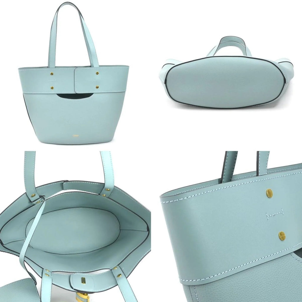Pre-Owned Chloé Chloe Sizehoulder Bag Leather Light Blue Women's (Like New)