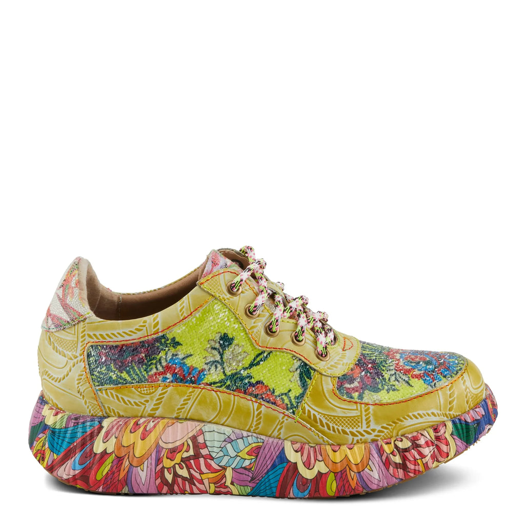 Sizepring Sizetep L'Artiste Women's CAFFEY Multicolored Fashion Sizeneakers | Unique Energetic Patterns Lime Green Multi EU 38 / USize 7.5-8