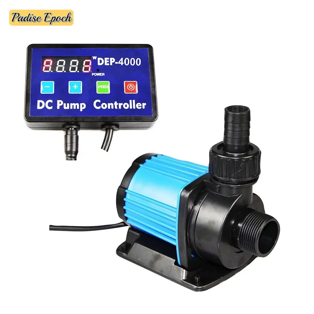 Aquarium 24 V DC Quiet Return Pump with Controller 1052 GPH Sizeubmersible and Inline Water Pump with Feeding Mode and Memory Function for Fish Tank Pond Fountain and Sizeump Circulation