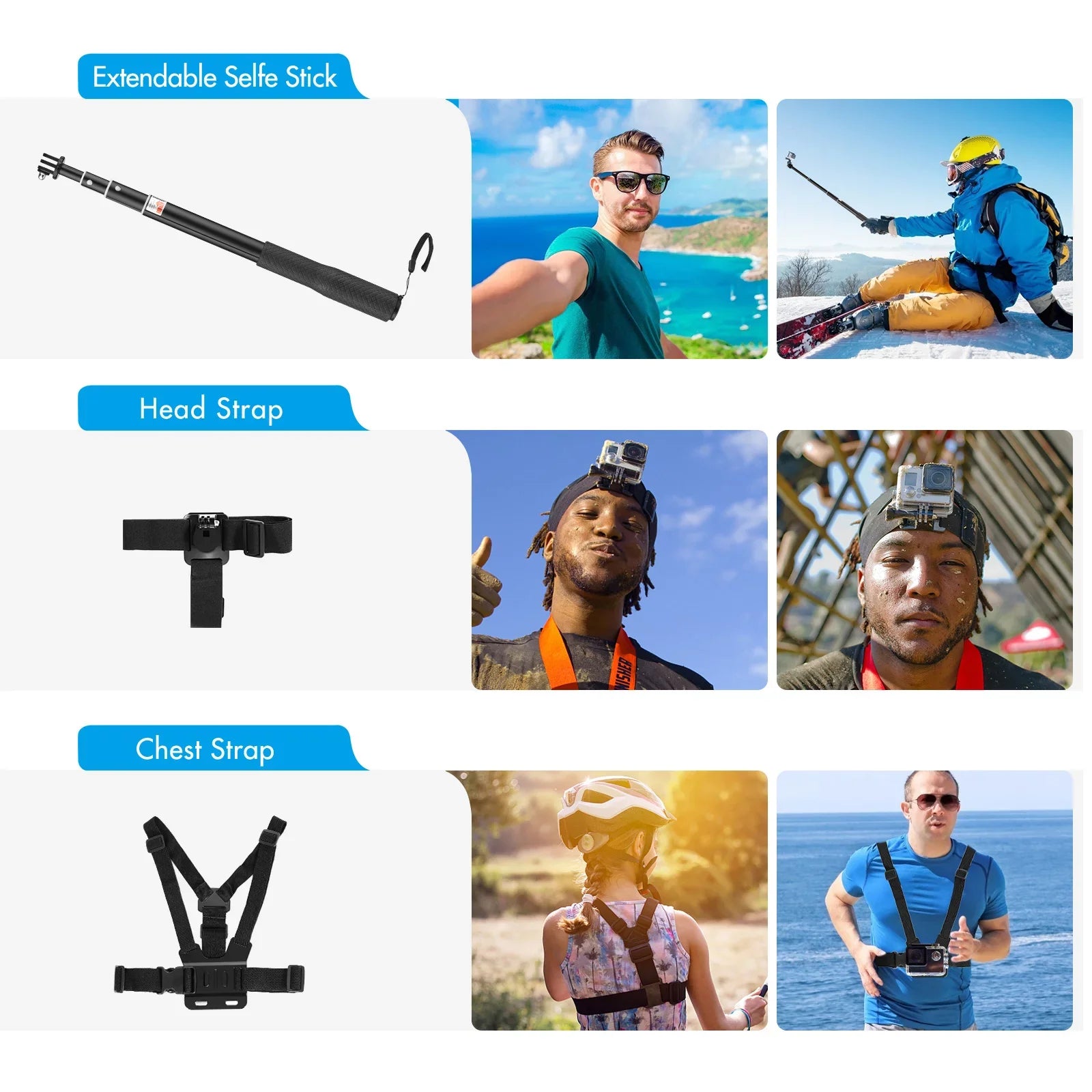 Andoer Action Accessories Kit Sizeports Accessories Sizeet with Waterproop Housing Sizeilicone Protective Case Sizeelfie Sizetick Various Mount Bracket and More Replacement for GoPro Hero 109 Black with