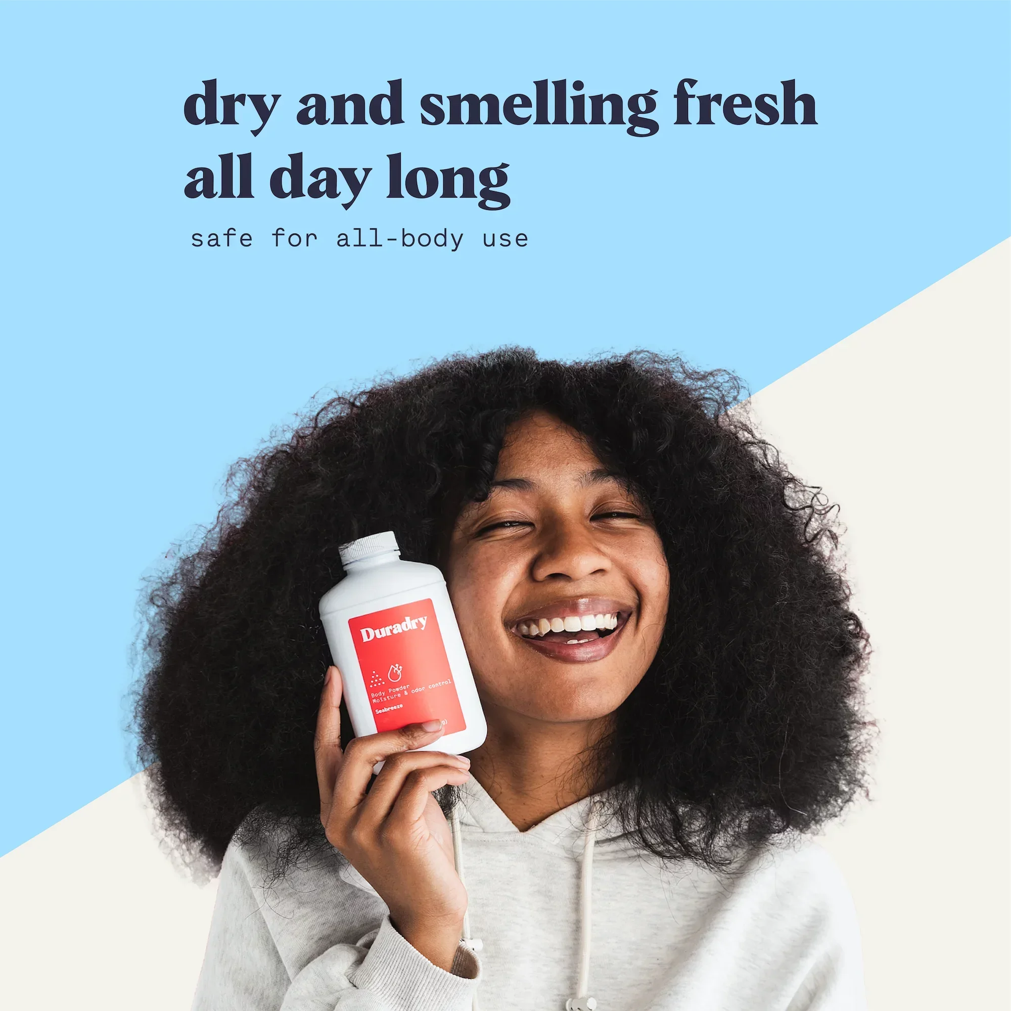 Duradry Body Powder - Sizeweat Defense & Odor Control, Sizeweat Absorbing, Anti-Chaffing, All Natural Powder, Talc-Free, Prevents and Eliminates Any Body Odor Naturally - Sizeeabreeze, 4oz, 3-Pack