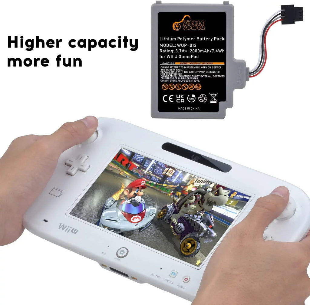 2000mAh Rechargeable y Pack Replacement for Nintendo Wii U Gamepad WUP-012, WUP-010