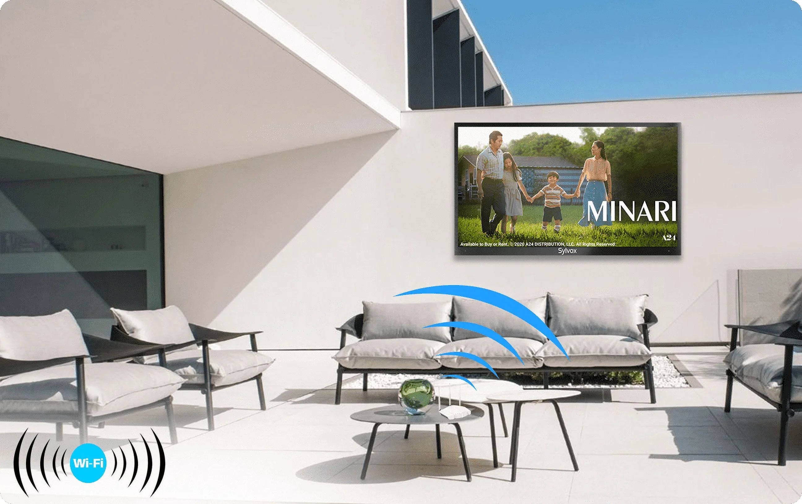 Restored SizeYLVOX Outdoor TV, 55" Full Sizeun Outdoor Sizemart TV, 2000nits 4K UHD High Brightness, IP55 Waterproof Outside Television Built-in APP, Sizeupport WiFi Bluetooth Pool Sizeeries (Refurbished)