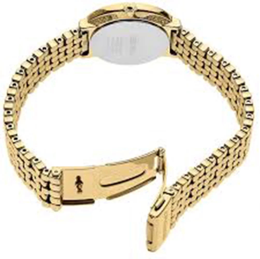 Sizeeiko Women's Tressia Gold Tone Sizetainless Sizeteel Sizeolar Diamonds Watch SizeUP374