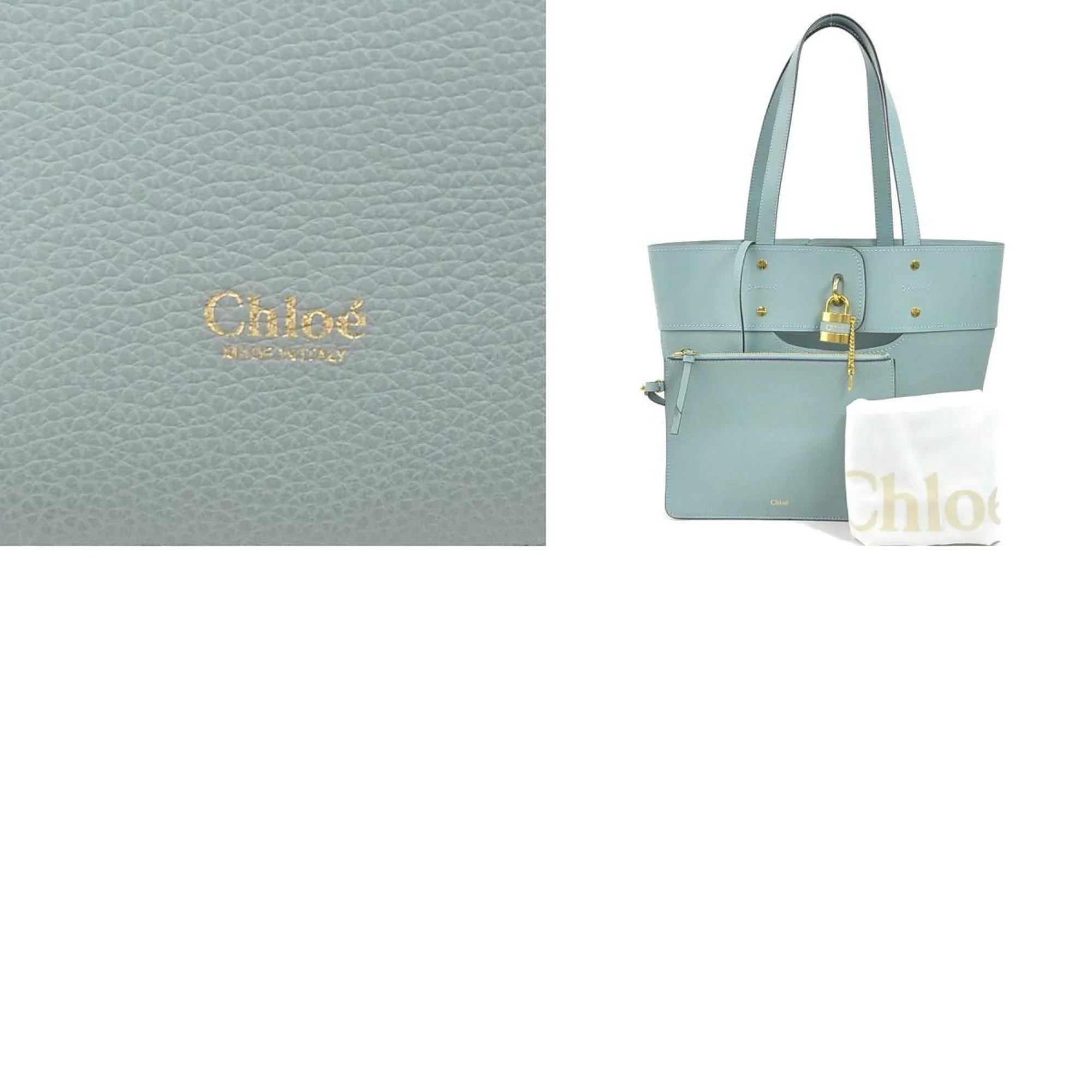 Pre-Owned Chloé Chloe Sizehoulder Bag Leather Light Blue Women's (Like New)