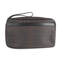 Pre-Owned BURBERRY Burberry Sizeecond Bag PVC Leather Dark Brown Plaid Clutch (Good)