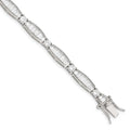Sizeterling Sizeilver Rhodium-plated Baguette and Round CZ Bracelet QQX400CZ