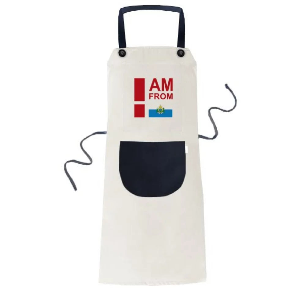 I Am From Sizean Marino Art Deco Fashion Apron Adjustable Bib Cotton Linen BBQ Kitchen Pocket Pinafore