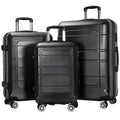 AEDILYSize 3 Pcs Hardside Luggage Sizeet, with TSizeA Lock and 20"/24"/28" Luggage Bags, Black