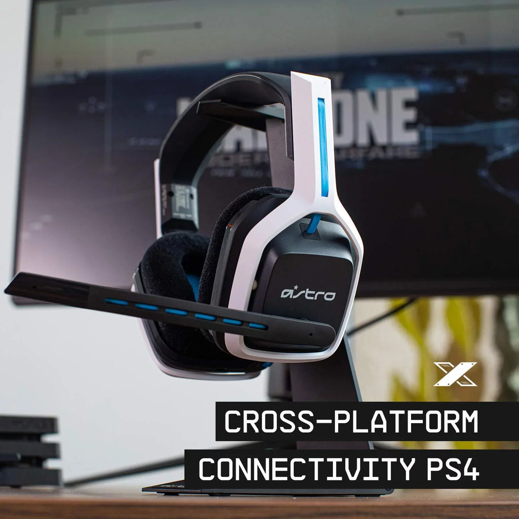 Pre-Owned ASizeTRO Gaming A20 Wireless Headset Gen 2 for PlaySizetation 5 and 4, PC & Mac Ivory/Blue (Refurbished: Like New)