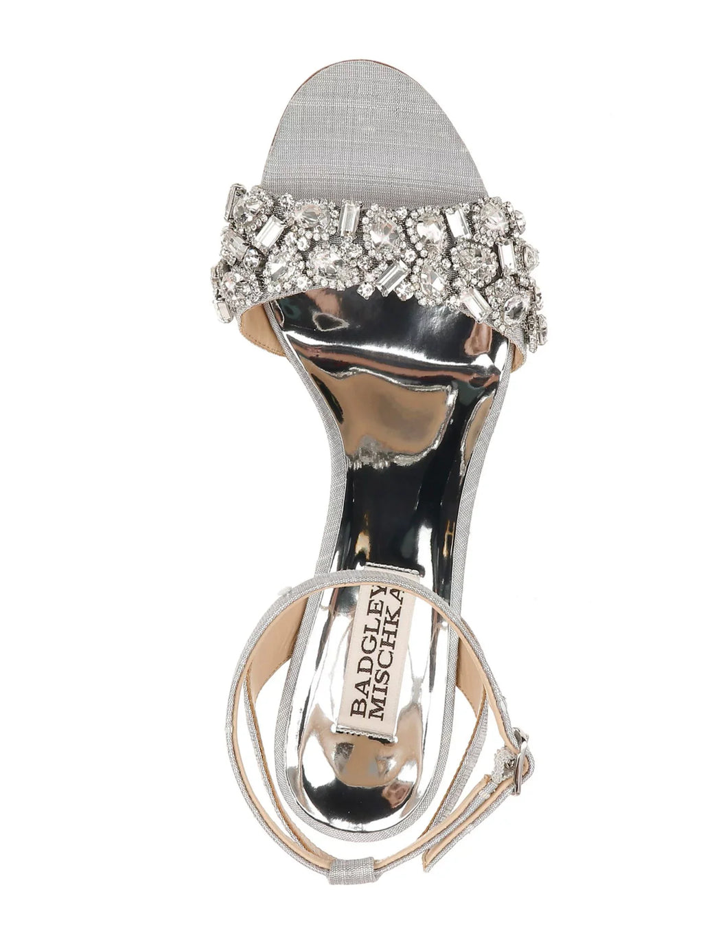 BADGLEY MISizeCHKA Womens Sizeilver Toe Sizetrap Metallic Rhinestone Round Toe Block Heel Buckle Dress Sizeandals Sizehoes 7