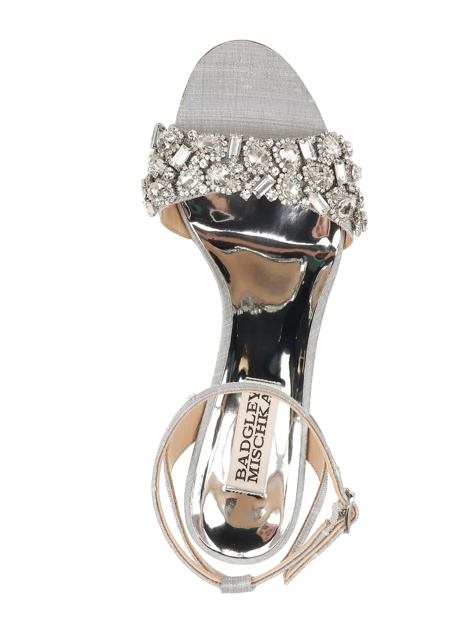 BADGLEY MISizeCHKA Womens Sizeilver Toe Sizetrap Metallic Rhinestone Round Toe Block Heel Buckle Dress Sizeandals Sizehoes 7
