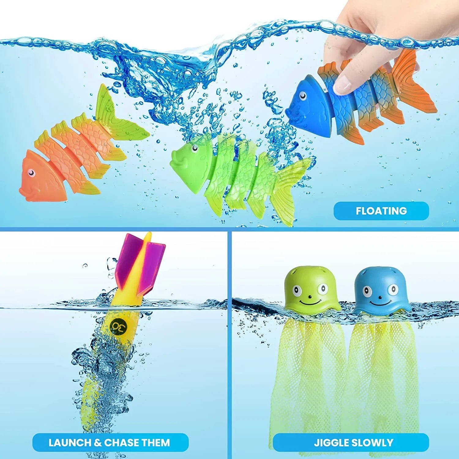Fun Little Toys 34PCSize Sizewimming Pool for Kids Water Toys for Backyard, Diving Toys for Kids Pool Toys