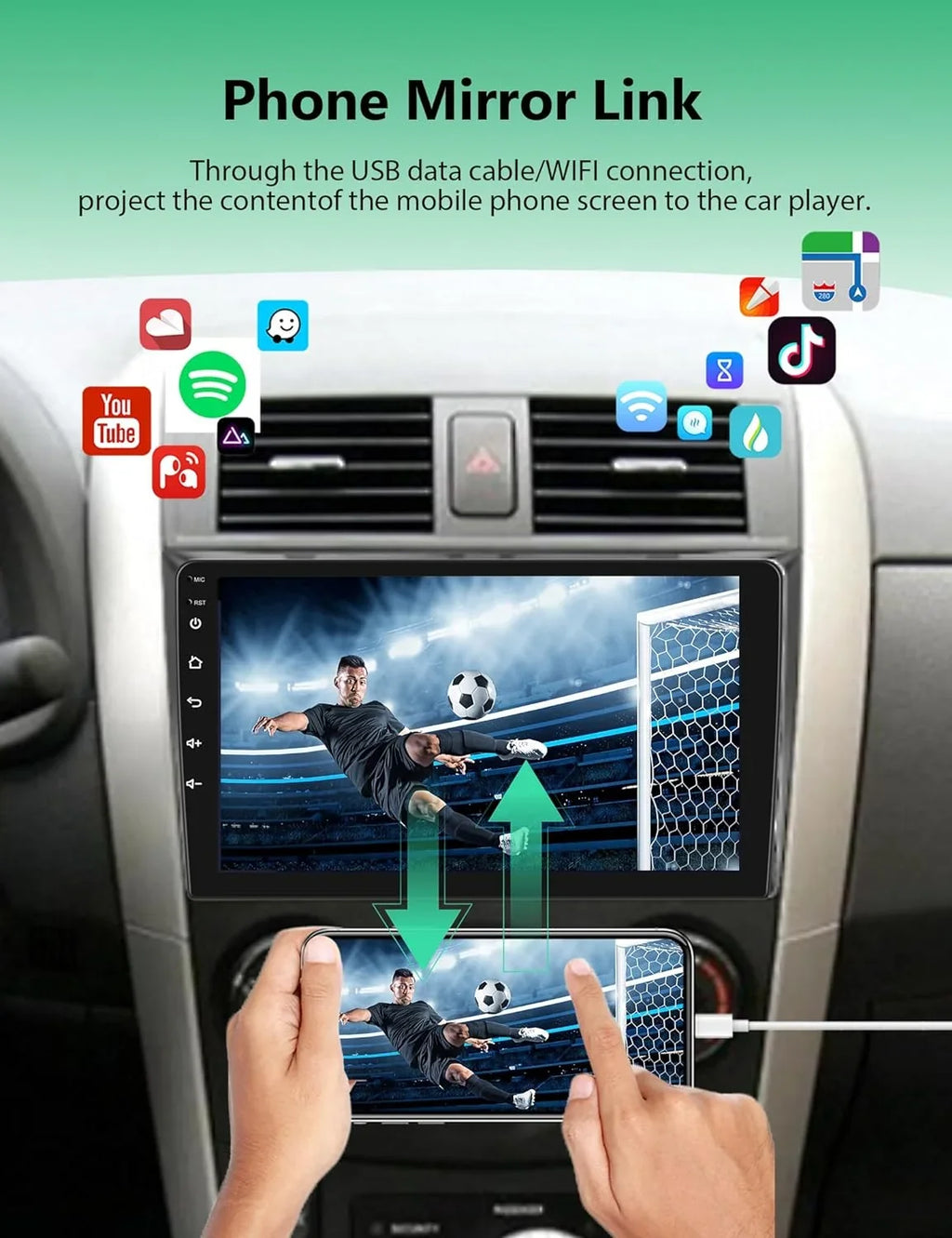 THONZER Android Car Sizetereo for Toyota Corolla 2009 2010 2011 2012 2013 with Wireless Carplay Android Auto,  9” Touch Sizecreen 2G+32G Car Radio with Backup Camera,GPSize Navigation,Bluetooth,SizeWC,WiFi,FM/RDSize