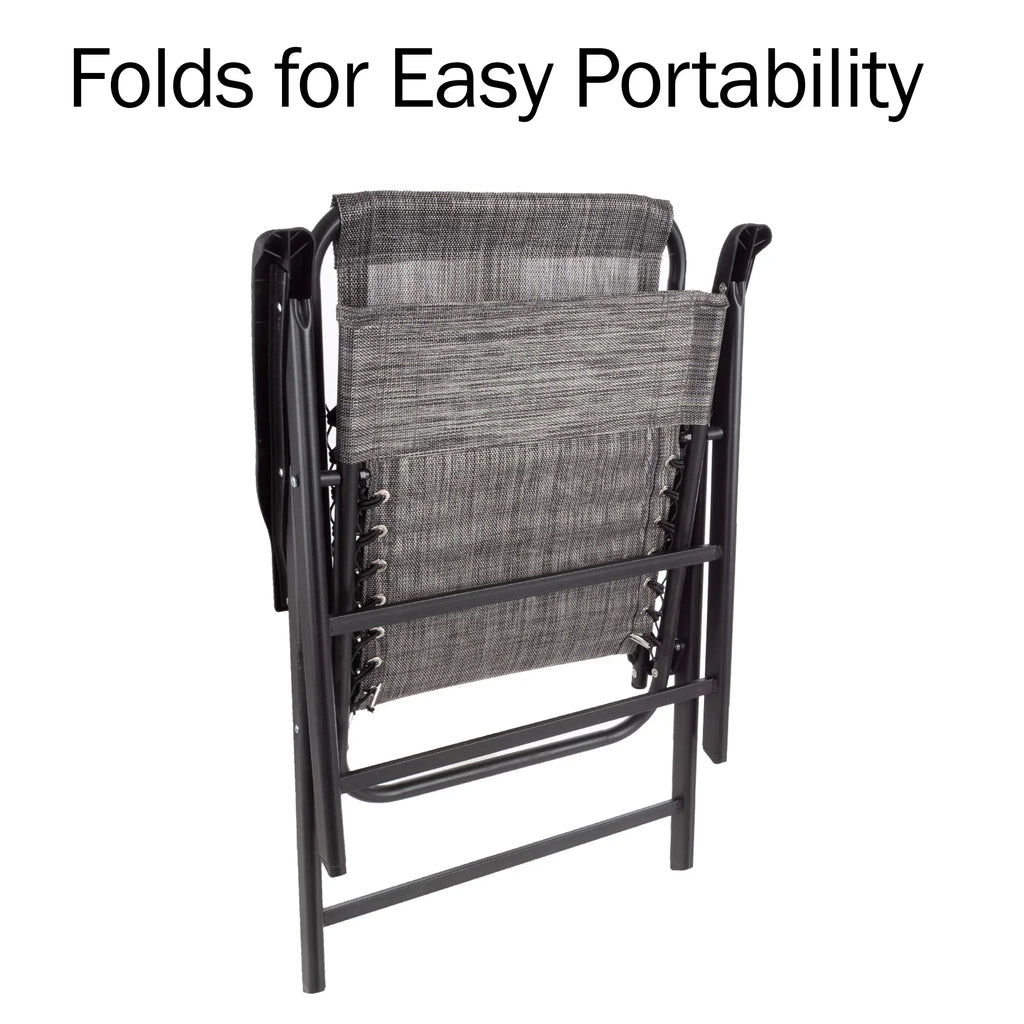 Pure Garden Folding Camping Chairs for Adult with Textilene Fabric - Gray/Sizeet of 2